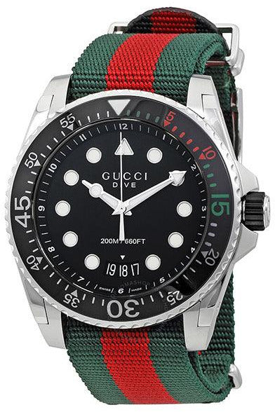 Buy Gucci Men's Swiss Made Quartz Nylon Strap Black Dial 45mm Watch YA136209 in Pakistan