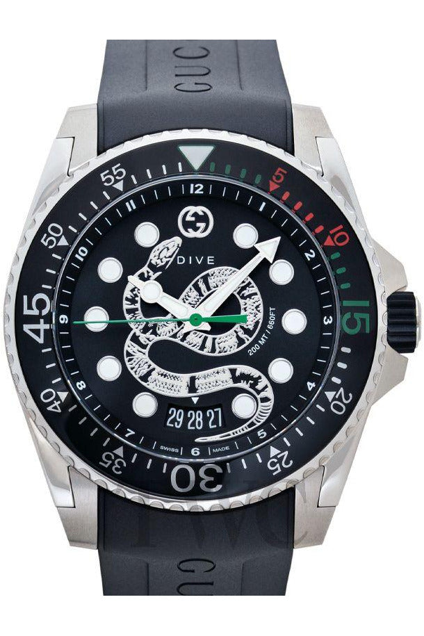 Buy Gucci Men's Quartz Swiss Made Silicone Strap Black Dial 45mm Watch YA136217 in Pakistan
