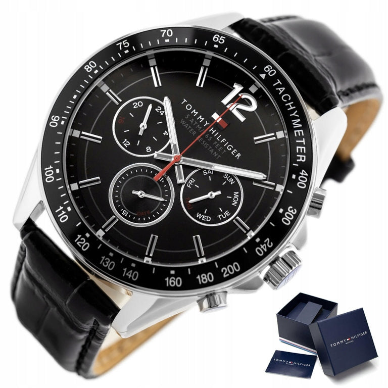 Buy Tommy Hilfiger Quartz Leather Strap Black Dial 46mm Watch for Men - 1791117 in Pakistan