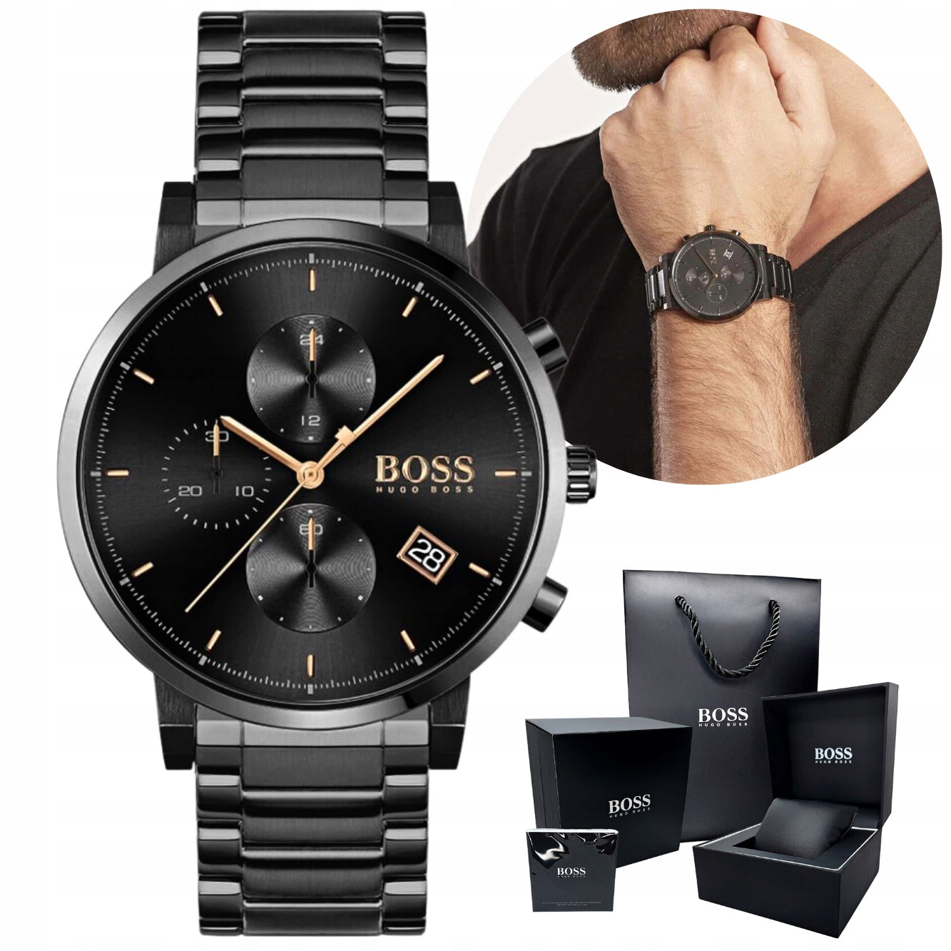 Buy Hugo Boss Mens Chronograph Quartz Integrity Stainless Steel Black Dial 43mm Watch - 1513780 in Pakistan