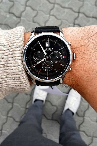 Buy Tommy Hilfiger Quartz Leather Strap Black Dial 44mm Watch for Men - 1791630 in Pakistan