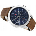 Buy Tommy Hilfiger Mens Quartz Brown Leather Strap Blue Dial 44mm Watch - 1791741 in Pakistan