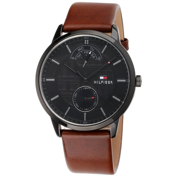 Buy Tommy Hilfiger Mens Quartz Leather Strap Black Dial 44mm Watch - 1791604 in Pakistan