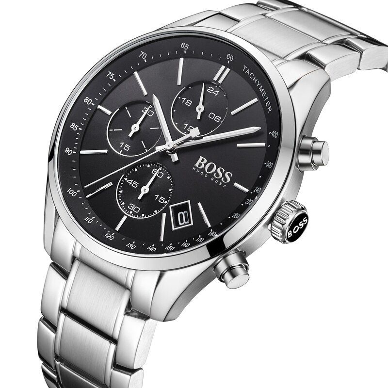 Buy Hugo Boss Mens Chronograph Quartz Grand Prix Stainless Steel Black Dial 44mm Watch - 1513477 in Pakistan