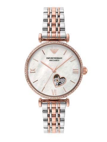 Buy Emporio Armani Women's Automatic Two-tone Stainless Steel Mother of pearl Dial 34mm Watch AR60049 in Pakistan