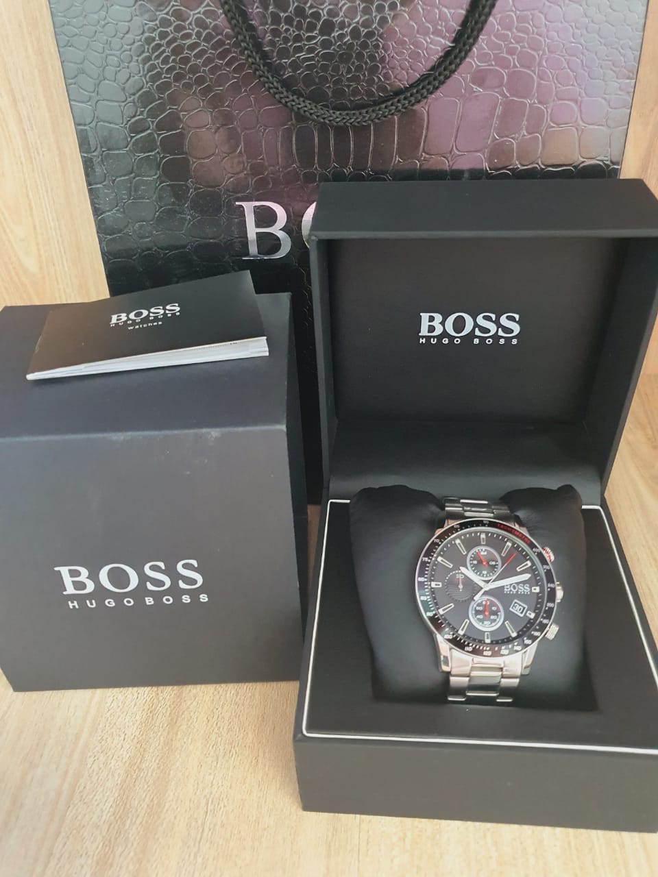 Buy Hugo Boss Mens Chronograph Quartz Rafale Stainless Steel Black Dial 44mm Watch - 1513509 in Pakistan