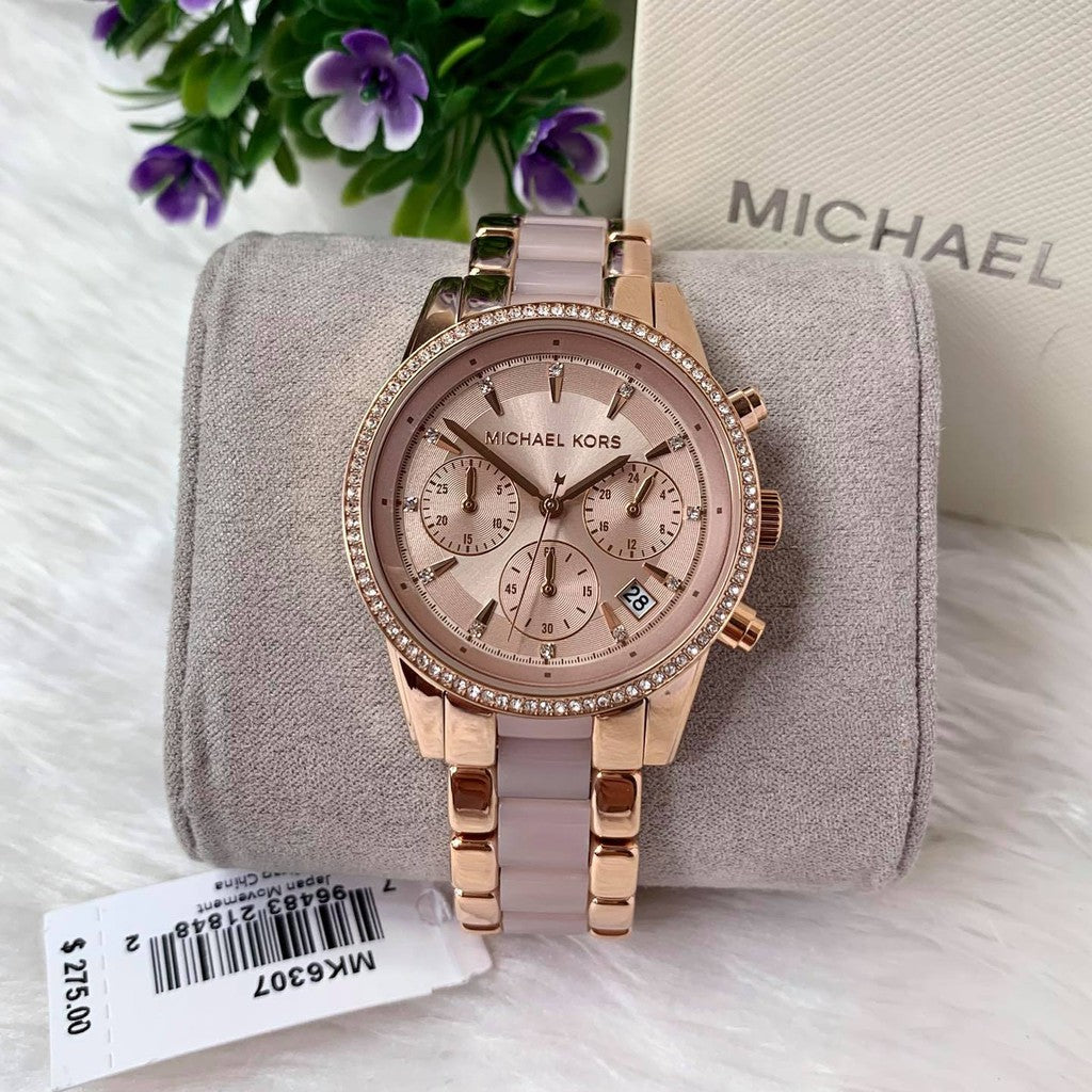Buy Michael Kors Womens Quartz Ritz Stainless Steel Rose Gold Dial 37mm Watch - Mk6307 in Pakistan