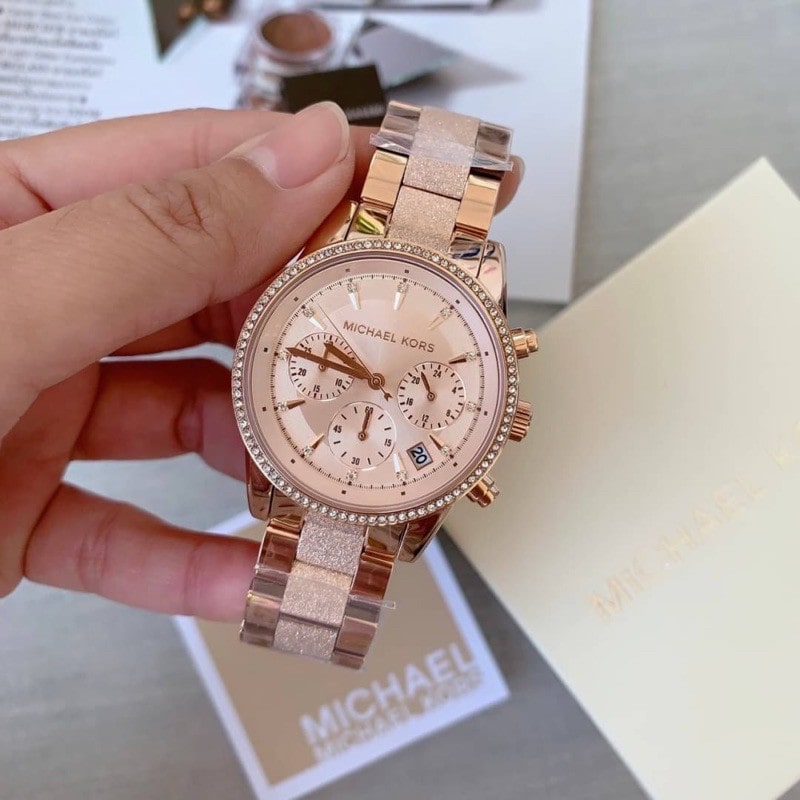 Buy Michael Kors Womens Quartz Ritz Stainless Steel Rose Gold Dial 37mm Watch - Mk6598 in Pakistan