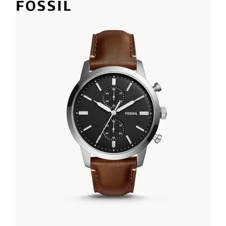 Buy Men's Chronograph Quartz Townsman Brown Leather Strap Black Dial 44Mm Watch in Pakistan