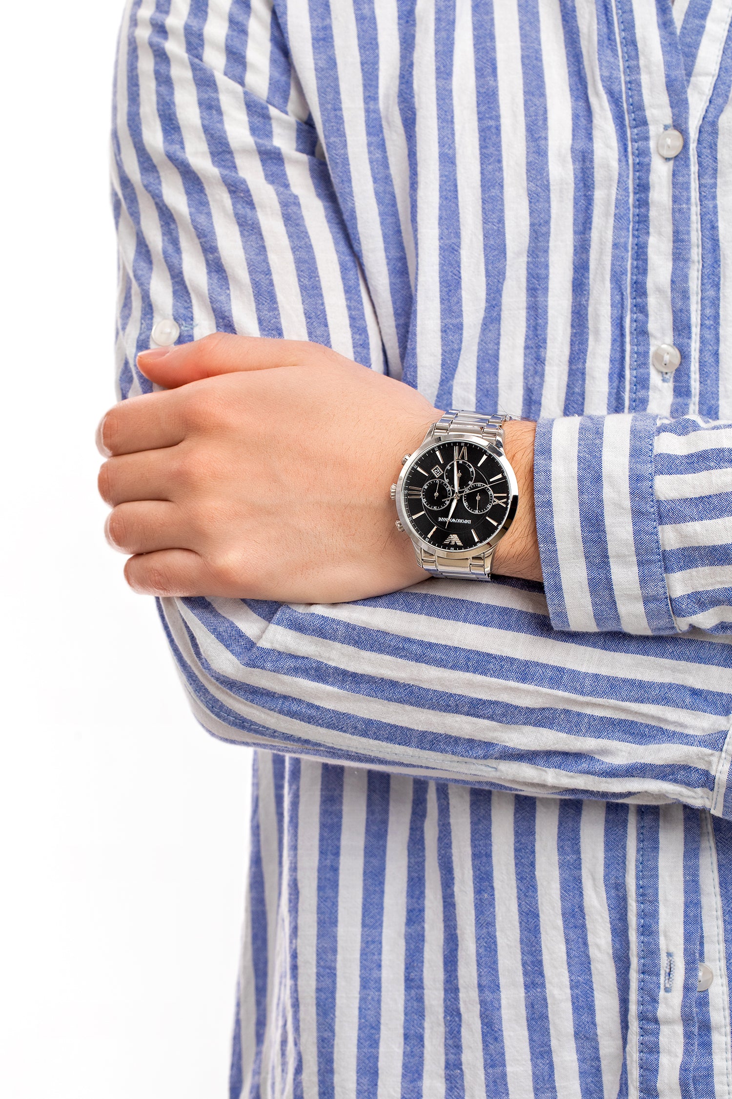 Buy Emporio Armani Men's Chronograph Stainless Steel Black Dial 44mm Watch AR11208 in Pakistan