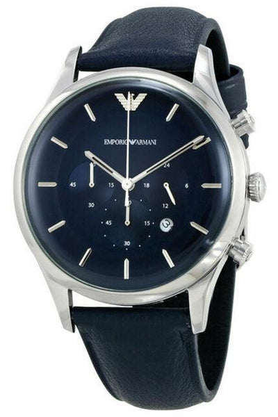 Buy Emporio Armani Men’s Chronograph Quartz Leather Strap Blue Dial 43mm Watch - AR11018 in Pakistan