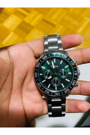 Buy Fossil Men's Chronograph Quartz Silver Stainless Steel Green Dial 45mm Watch BQ2492 in Pakistan