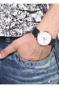 Buy Men's Quartz The Minimalist Blue Leather Strap White Dial 44Mm Watch in Pakistan