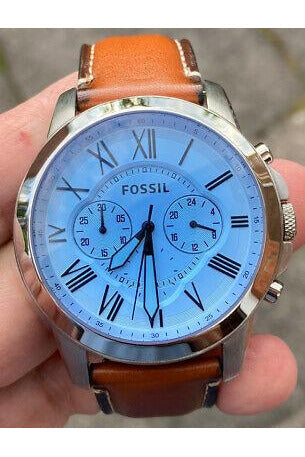 Buy Fossil Men's Chronograph Quartz Leather Strap Silver Dial 44mm Watch FS5184 in Pakistan