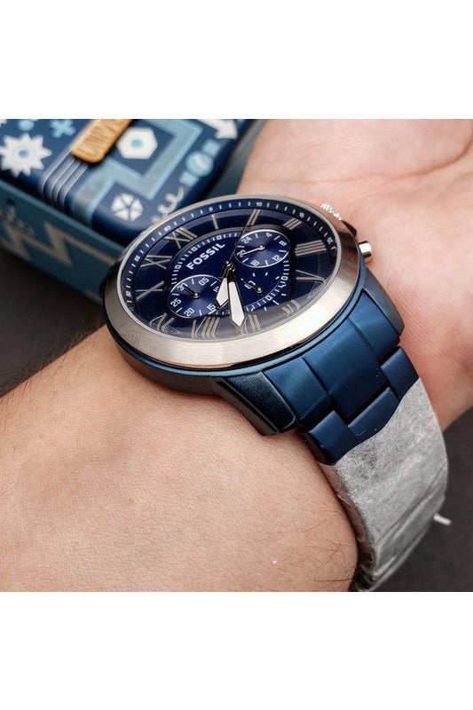 Buy Fossil Men's Chronograph Quartz Blue Stainless Steel Blue Dial 44mm Watch FS5230 in Pakistan