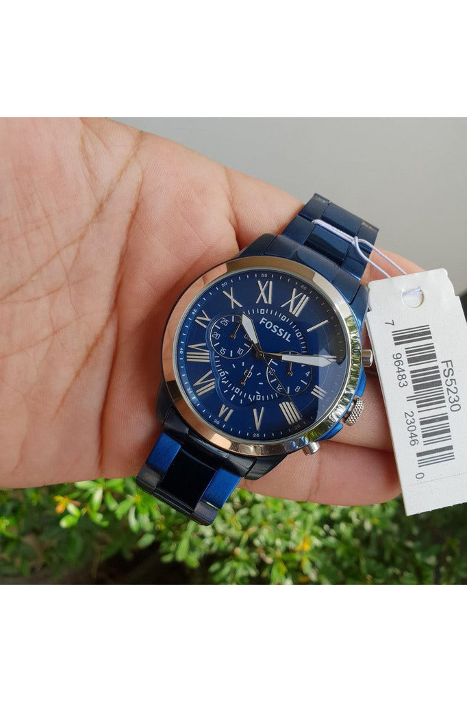 Buy Fossil Men's Chronograph Quartz Blue Stainless Steel Blue Dial 44mm Watch FS5230 in Pakistan