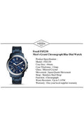 Buy Fossil Men's Chronograph Quartz Blue Stainless Steel Blue Dial 44mm Watch FS5230 in Pakistan