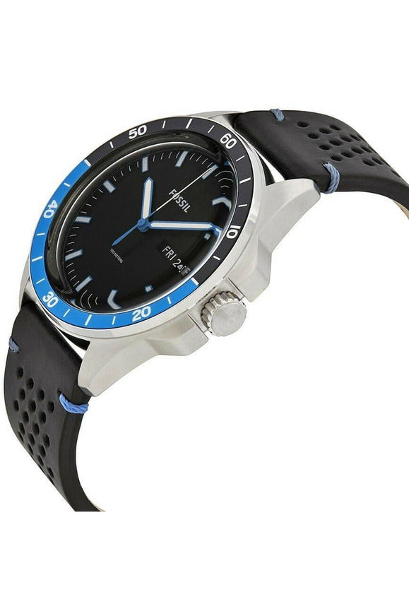 Buy Men's Quartz Sport Black Leather Strap Black Dial 44Mm Watch in Pakistan