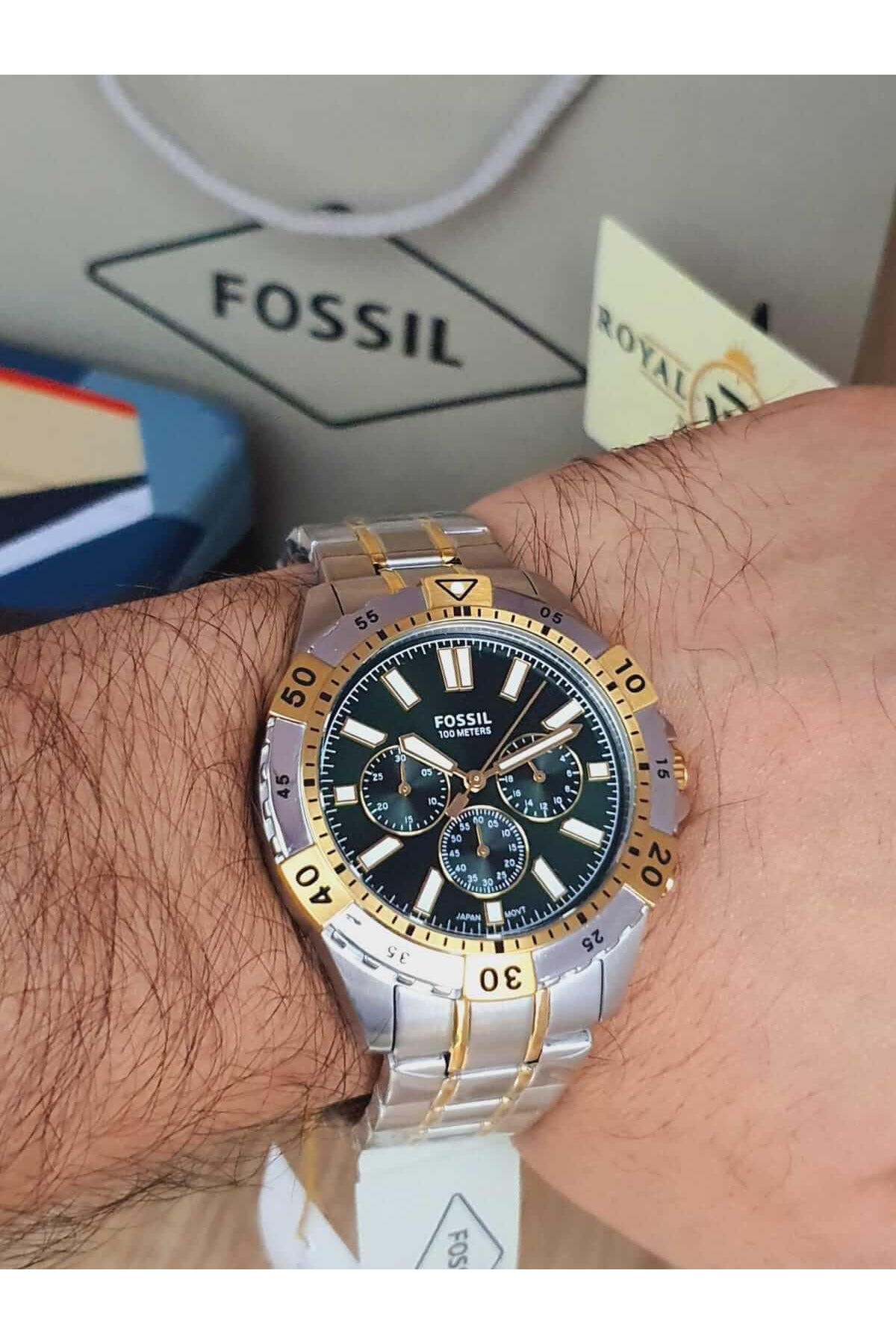 Buy Fossil Men's Chronograph Quartz Two-tone Stainless Steel Green Dial 44mm Watch FS5622 in Pakistan