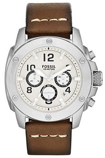 Buy Fossil Men's Quartz Brown Leather Strap White Dial 45mm Watch FS4929 in Pakistan