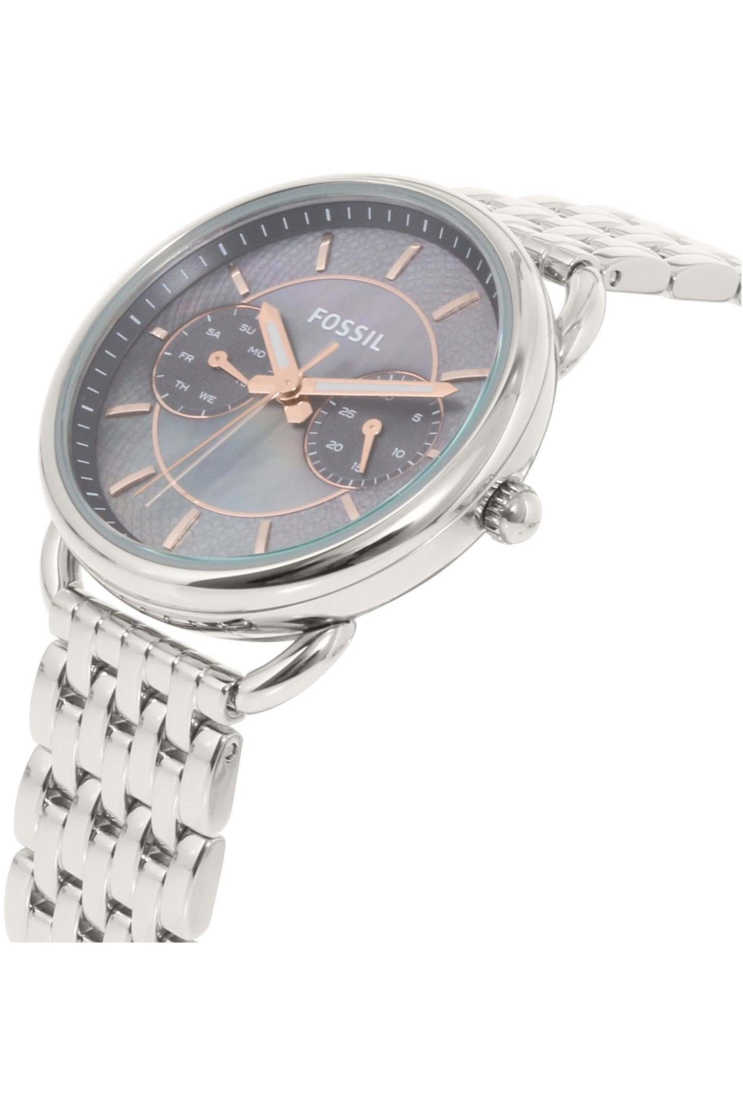 Buy Fossil Women's Quartz Silver Stainless Steel Black Mother of Pearl Dial 35mm Watch ES3911 in Pakistan