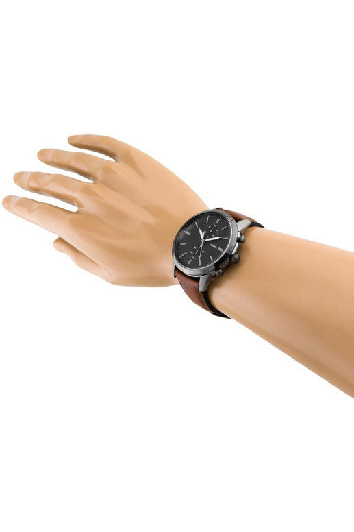 Buy Fossil Men's Chronograph Quartz Leather Strap Grey Dial 44mm Watch FS5522 in Pakistan