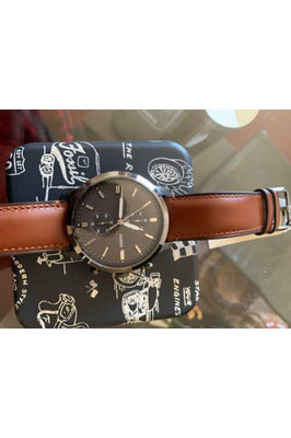 Buy Fossil Men's Chronograph Quartz Leather Strap Grey Dial 44mm Watch FS5522 in Pakistan