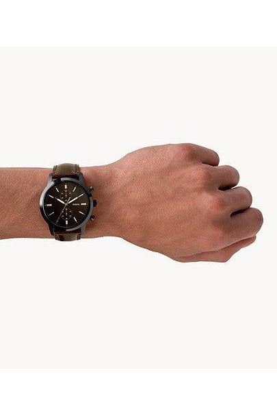 Buy Fossil Men's Chronograph Quartz Leather Strap Black Dial 44mm Watch FS5585 in Pakistan
