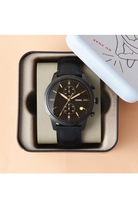 Buy Fossil Men's Chronograph Quartz Leather Strap Black Dial 44mm Watch FS5585 in Pakistan