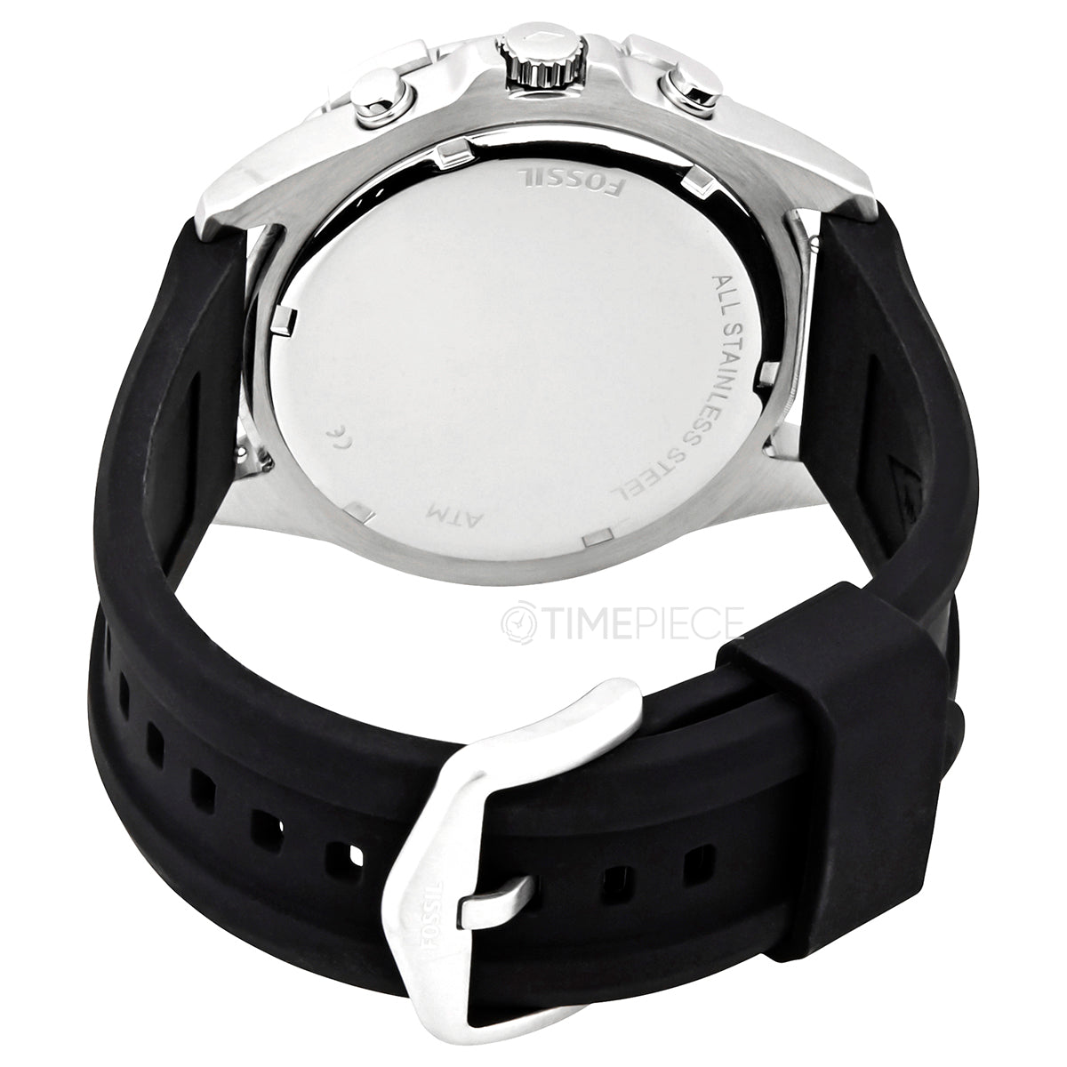Buy Men's Chronograph Quartz Black Silicone Strap Black Dial 44Mm Watch in Pakistan