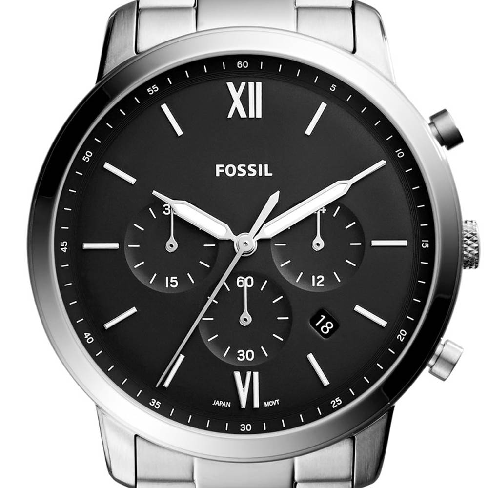 Buy Men's Chronograph Quartz Neutra Silver Stainless Steel Black Dial 44Mm Watch in Pakistan