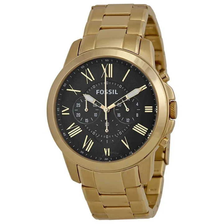 Buy Men's Chronograph Quartz Grant Gold Stainless Steel Strap Black Dial 44Mm Watch in Pakistan