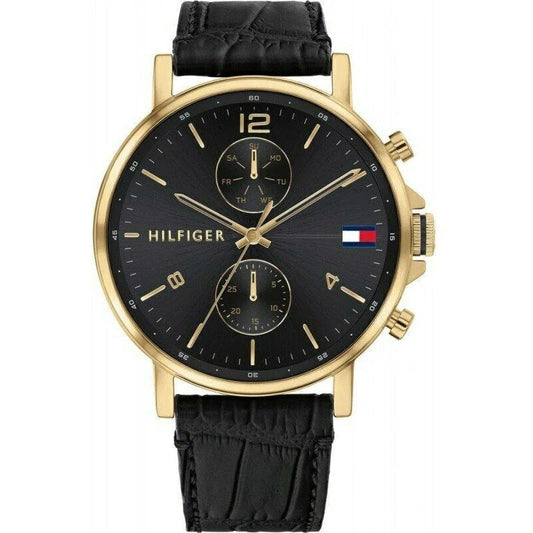 Buy Tommy Hilfiger Mens Quartz Leather Strap Black Dial 44mm Watch - 1710417 in Pakistan