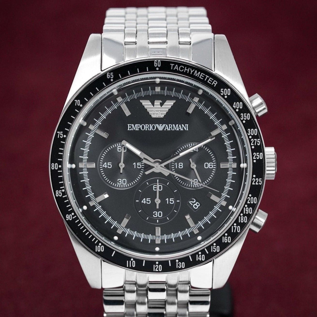 Buy Emporio Armani Mens Chronograph Quartz Stainless Steel Black Dial 46mm Watch - Ar5988 in Pakistan