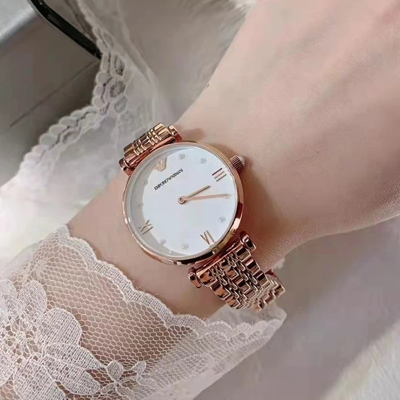 Buy Emporio Armani Womens Rose Gold Stainless Steel White Dial 32mm Watch - Ar11267 in Pakistan