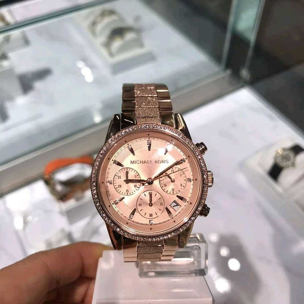 Buy Michael Kors Womens Quartz Ritz Stainless Steel Rose Gold Dial 37mm Watch - Mk6598 in Pakistan