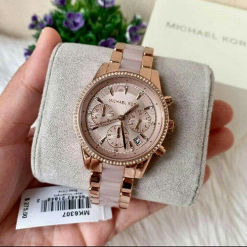 Buy Michael Kors Womens Quartz Ritz Stainless Steel Rose Gold Dial 37mm Watch - Mk6307 in Pakistan