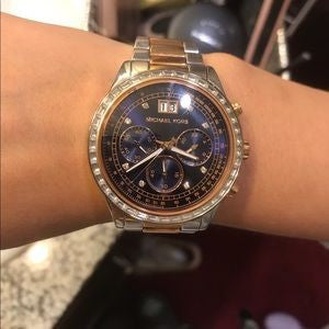 Buy Michael Kors Womens Quartz Two-tone Stainless Steel Navy Blue Dial 40mm Watch - Mk6205 in Pakistan