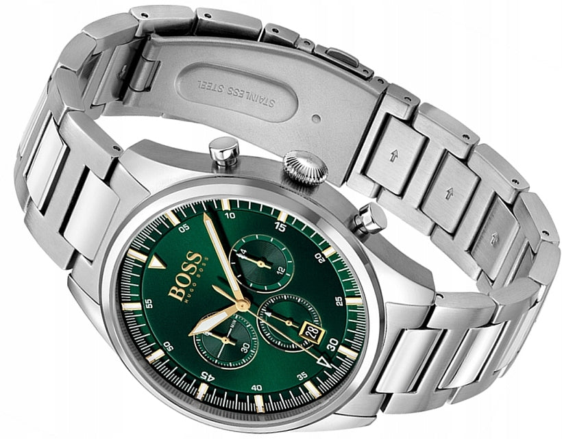 Buy Hugo Boss Mens Quartz Pioneer Stainless Steel Green Dial 44mm Watch - 1513868 in Pakistan