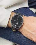 Buy Men's Quartz Minimalist Black Leather Strap Black Dial 44Mm Watch in Pakistan