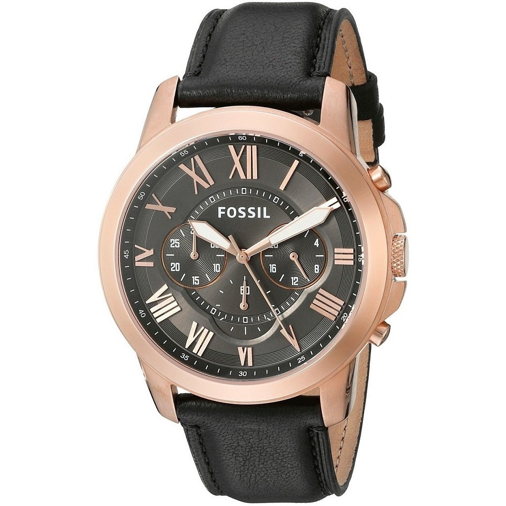 Buy Men's Quartz Analog Grey Dial Black Leather Strap Watch in Pakistan