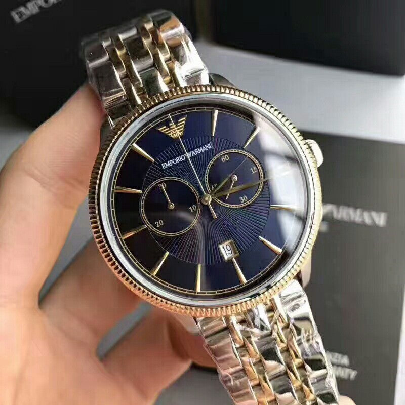 Buy Emporio Armani Men's Chronograph Stainless Steel Blue Dial 43mm Watch AR1847 in Pakistan