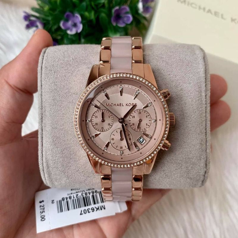 Buy Michael Kors Womens Quartz Ritz Stainless Steel Rose Gold Dial 37mm Watch - Mk6307 in Pakistan