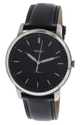Buy Men's Quartz Minimalist Black Leather Strap Black Dial 44Mm Watch in Pakistan