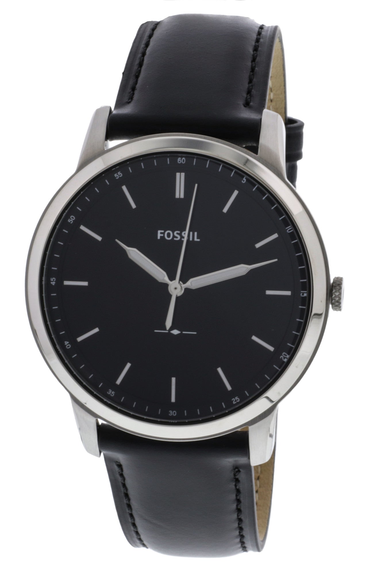 Buy Men's Quartz Minimalist Black Leather Strap Black Dial 44Mm Watch in Pakistan