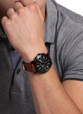 Buy Men's Quartz Black Dial Brown Leather Band Watch in Pakistan