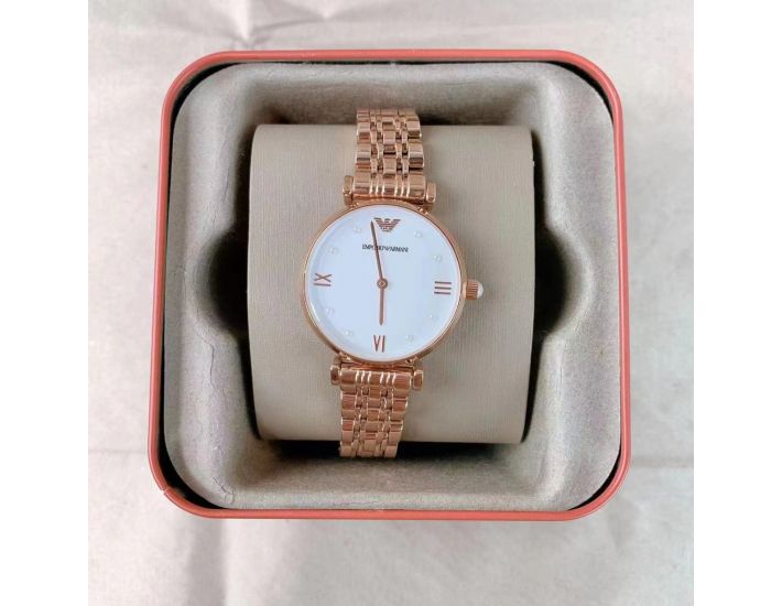 Buy Emporio Armani Womens Rose Gold Stainless Steel White Dial 32mm Watch - Ar11267 in Pakistan