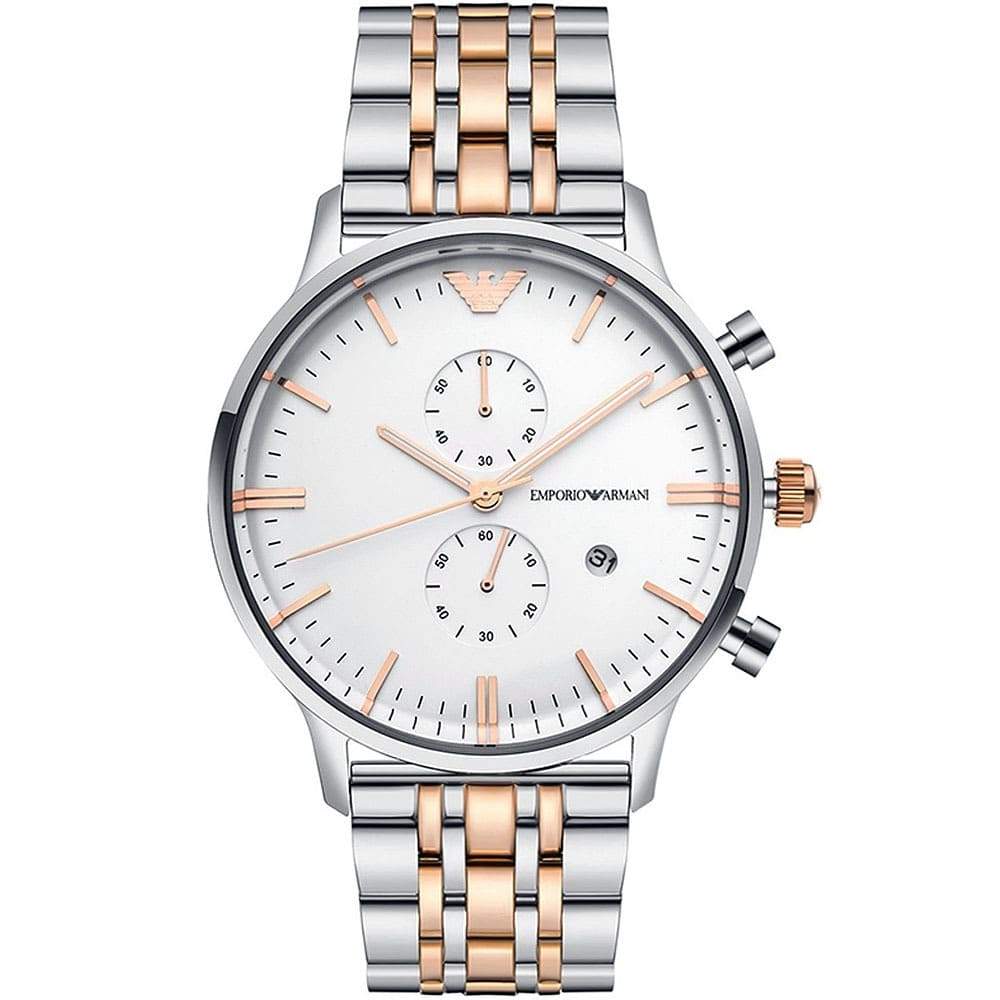 Buy Emporio Armani Men's Chronograph Quartz Stainless Steel White Dial 43mm Watch AR0399 in Pakistan