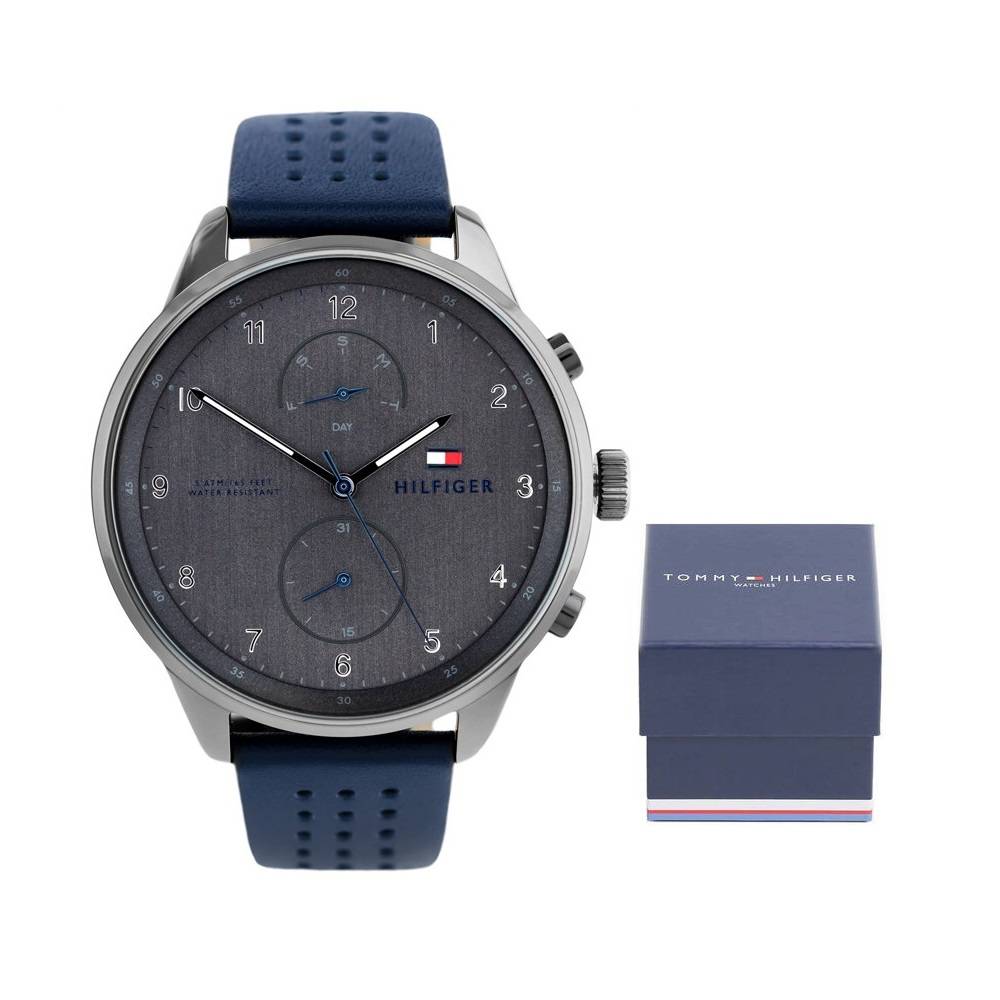 Buy Tommy Hilfiger Quartz Leather Strap Grey Dial 44mm Watch for Men - 1791578 in Pakistan