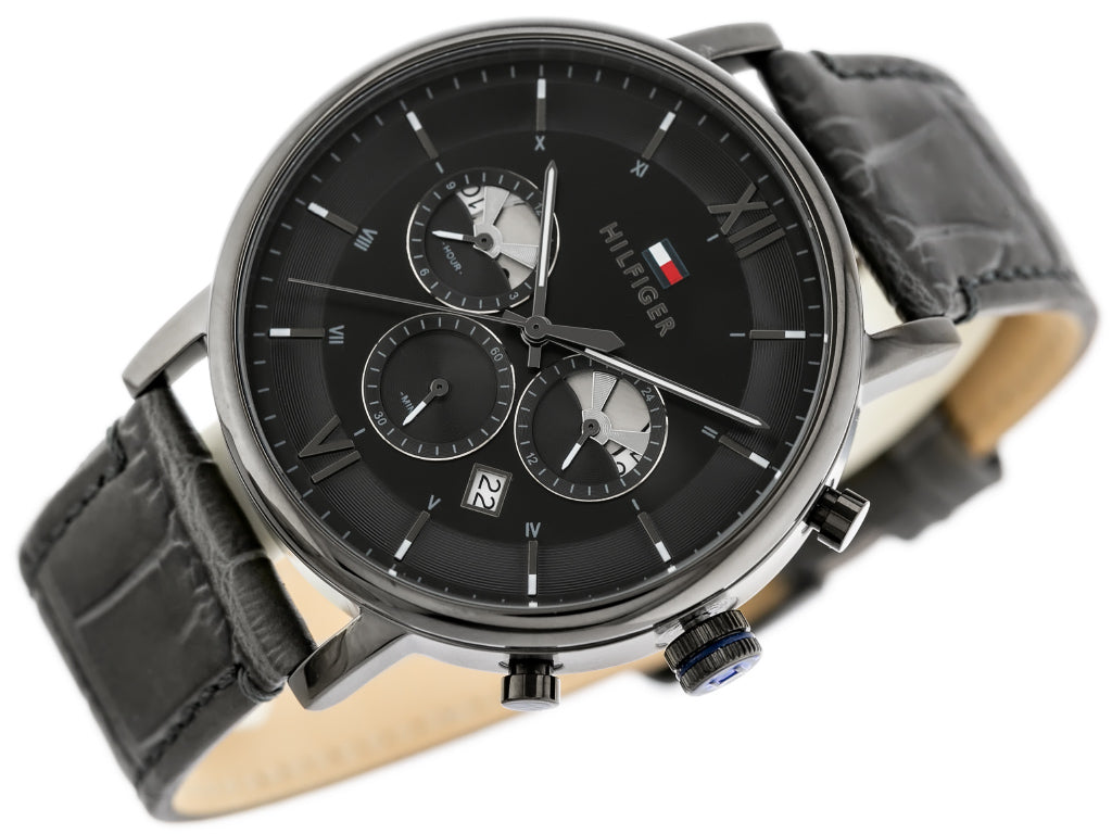 Buy Tommy Hilfiger Mens Quartz Leather Strap Black Dial 44mm Watch - 1710395 in Pakistan
